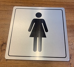 Leiðbeiningarskilti-ÁL 10x10cm WC / sérpöntuð