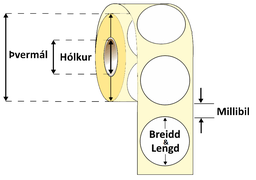 [56-XP070MM] 70mm Bleksprautumiðar háglans, hringur, 1700Stk